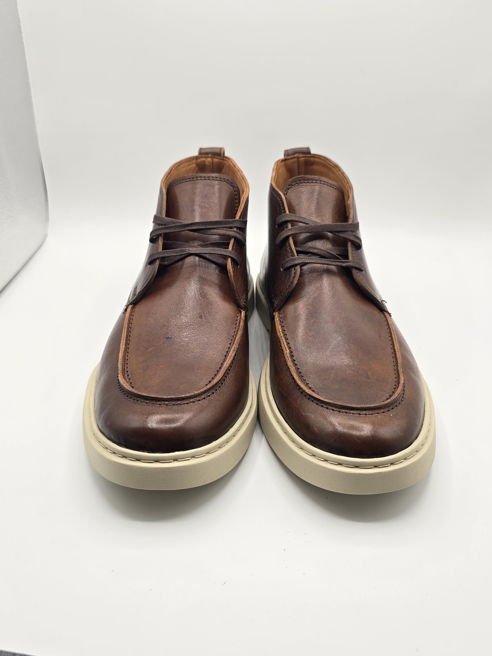 NWOT Allen Edmonds Harris 9 Brown Leather Chukka Boots Cream Sole Preppy Casual